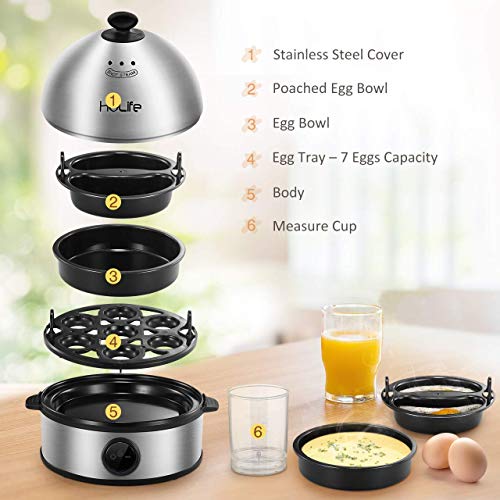 Egg Cooker, HoLife Upgraded Stainless Steel Egg Boiler Steamer 7 egg& stainless stee