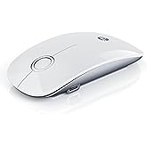 RAPIQUE R306 Pro Wireless Mouse, Dual Bluetooth & 2.4G, Type-C Rechargeable, Silent Click, Slim Symmetrical Design, Portable for Laptop/iPad/MacBook/Desktop/Windows/macOS – White