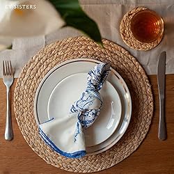CY SISTERS Round Placemats Set of 6 Rattan