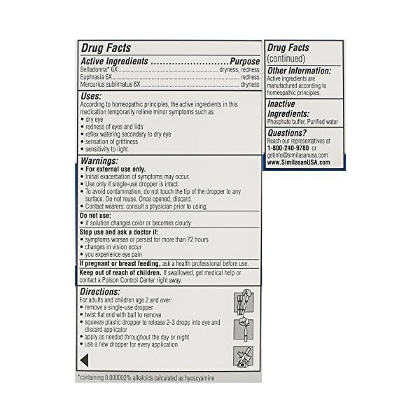 Similasan Dry Eye Relief Eye Drops .014 Ounce Single-Use Droppers, 20