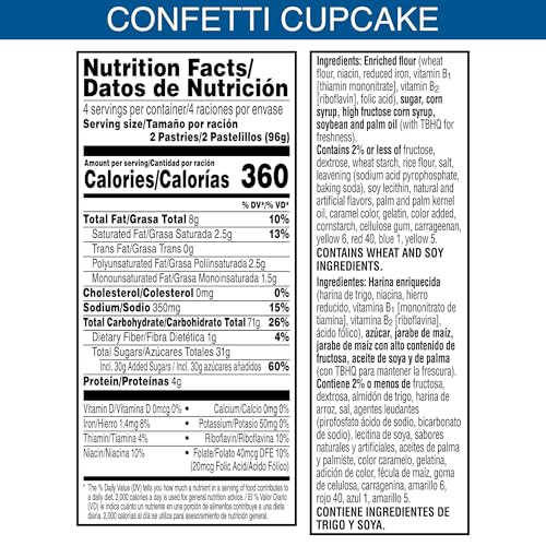 POP-TARTS TOASTER PASTRIES, BREAKFAST FOODS, KIDS SNACKS, FROSTED CONFETTI CUPCAKE (8 POP-TARTS)
