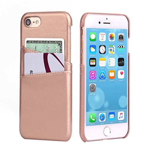 iPhone 8 Wallet Case, iPhone 7 Leather Card Case - SOWOKO Ultra Slim Faux Leather Credit Card Slots ID Holder Shockproof Protective Cover for Apple iPhone 8 (2017) / iPhone 7 (2016) - Rose Gold