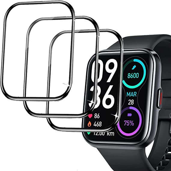 Compatible for ID208 Smartwatch Screen Protector, [3 Pack] Full Coverage TPU Clear Film Compatible with ENOMIR Smartwatch 1.7 ID208BT/Aeac 1.7 Smartwatch ID208/ENGERWALL ID208BT/Konitee ID208BT Watch