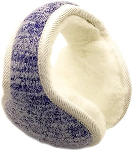 Ear Muffs with Rabbit hair Winter Warm Knitted Earmuffs Foldable Adjustable Pure Color Thicken Winter Outdoor Sport Unisex Cashmere Ear warmer by Wishfly (blue)