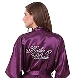 Joytton Women's Satin Kinono Robe with Embroidered Mother of the Bride Short