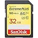 SanDisk Extreme PLUS 32GB SDHC UHS-I/V30/U3/Class 10 Card - Up to 90MB/s Read & 60MB/s Write Speed