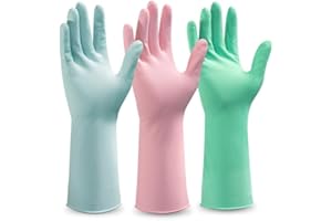 ANBOSON 14mil Latex Cleaning Gloves for Housework, Kitchen, Bathroom, Non-Slip, Dish Washing Gloves with Flocked Liner