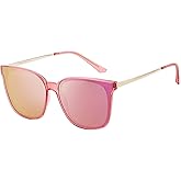 DUCO Oversized Polarized Sunglasses Womens Trendy Mirrored Shades Retro Round Vintage Light Weight UV400 Sun Glasses W016