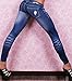 Happy Women Girl Ripped Faux Jeans Legging Tights Pants Blue
