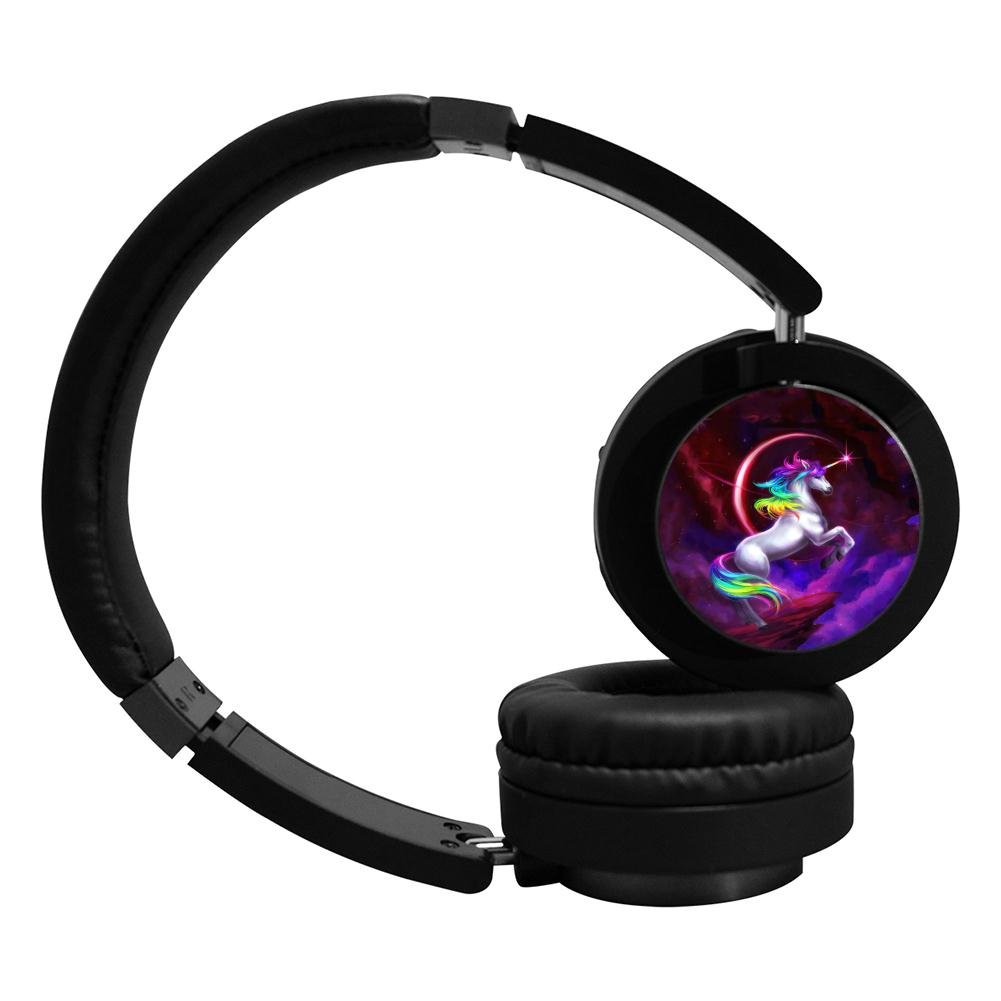 Rainbow Dash Unicorn Wireless Bluetooth LightWeight Over-ear Earphones Adjustable Hi-Fi Headphones Foldable Sound Proof Headset for Teen Adult