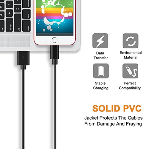 iPhone Charger Cable BUDGET & GOOD 3Pack 6FT Lightning Cable Extra Long Certified iPhone Charging Cord for iPhone 8 8 Plus X 7 7 Plus 6 6 Plus iPad Mini Air Pro iPod Nano Touch (Black)