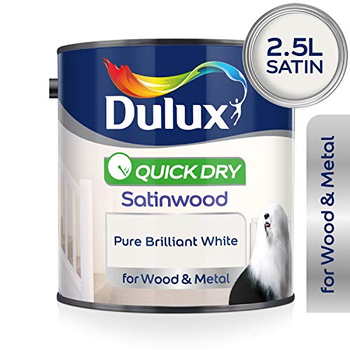 Dulux Quick Dry Satinwood Paint For Wood And Metal Pure Brilliant White 2.5L Buy Online in