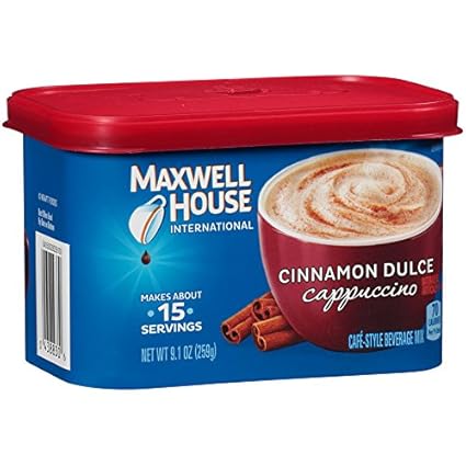 Amazon Com Maxwell House International Cafe Flavored Instant Coffee Cinnamon Dulce Cappuccino 9 1 Ounce Canister Pack Of 4 Instant Coffee Grocery Gourmet Food