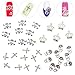 Premium Quality Nail Art Set of Metal 3D Decorations In Different Designs / Shapes Including Silver Skulls, Skulls With Rhinestones, Crowns With Crystals And Crosses With Jewels By VAGA