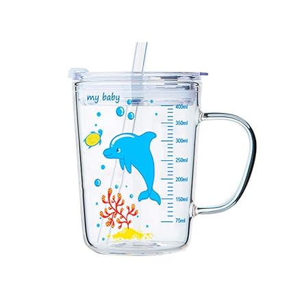 UPKOCH - Vaso de cristal con pajita y tapa para microondas (gran ...