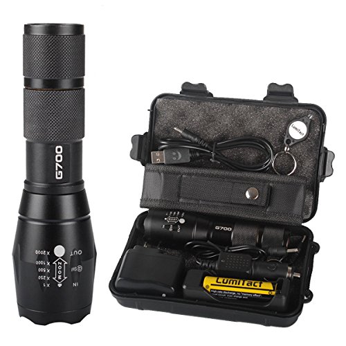 ShadowHawk X800 Tactical Flashlight with 18650 Battery, Wall Charger, AAA Adapter and Black Case