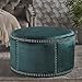 Christopher Knight Home Jaewon Studded Velvet Ottoman, Teal / Black