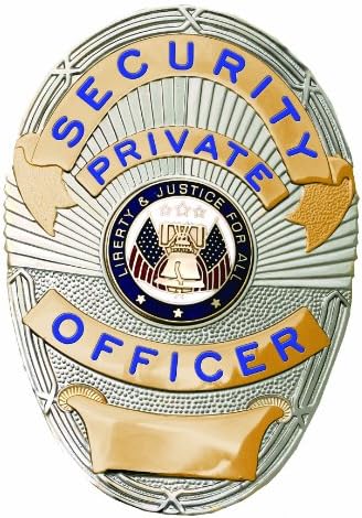 Security Private Officer Gold on Silver Shield Badge (By First Class)