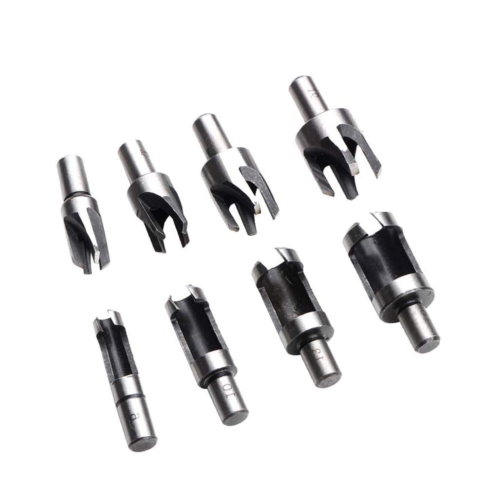 Wood Plug Cutter Set,8 Pcs Round Shank Carbon Steel Claw & Tapered Drill Bits Set Claw Cork Drill Hole Saw Tool HSS Tenon Drill Bit Cutter for Woodworking 6mm/10mm/13mm/16mm