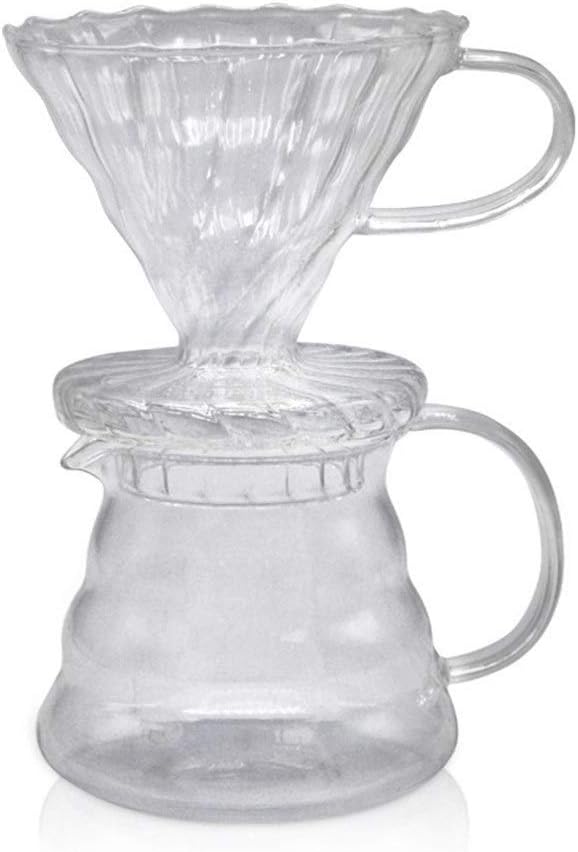 GLANGYU Coffee Filters 600ML Glass Coffee Dripper And Pot Set V60 Glass Coffee Filter Reusable Coffee Filters (Color : Clear)