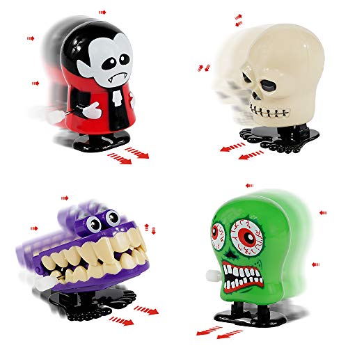 FUNNISM 12 Pieces Halloween Assorted Clockwork Wind-up Toys for Kids Party Favors