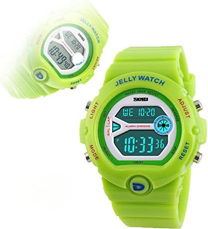 Qaistywf SKMEI Children's Outdoor Sports Multifunction Waterproof Jelly Digital Electronic Watch green