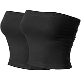 MixMatchy Women's Basic Tube Tops Built in Shelf Bra Strapless Crop Tops Bandeau Sexy Summer Outfits