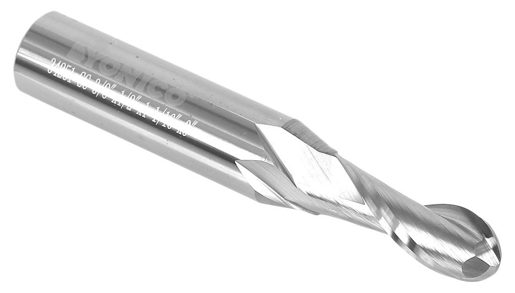 Yonico 34251-SC 3/8-Inch Dia. 2 Flute Ball Nose Spiral End Mill CNC Router Bit 1/2-Inch Shank