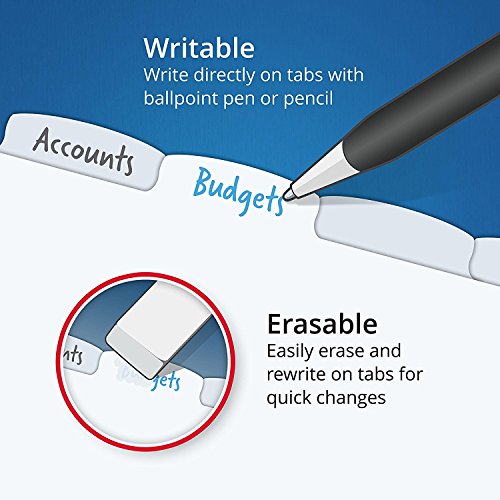 Avery 16177 Write & Erase Big Tab Plastic Dividers w/ Slash Pocket, 8-Tab, Letter, Sold as a 5-pack, 40 Tabs TOTAL
