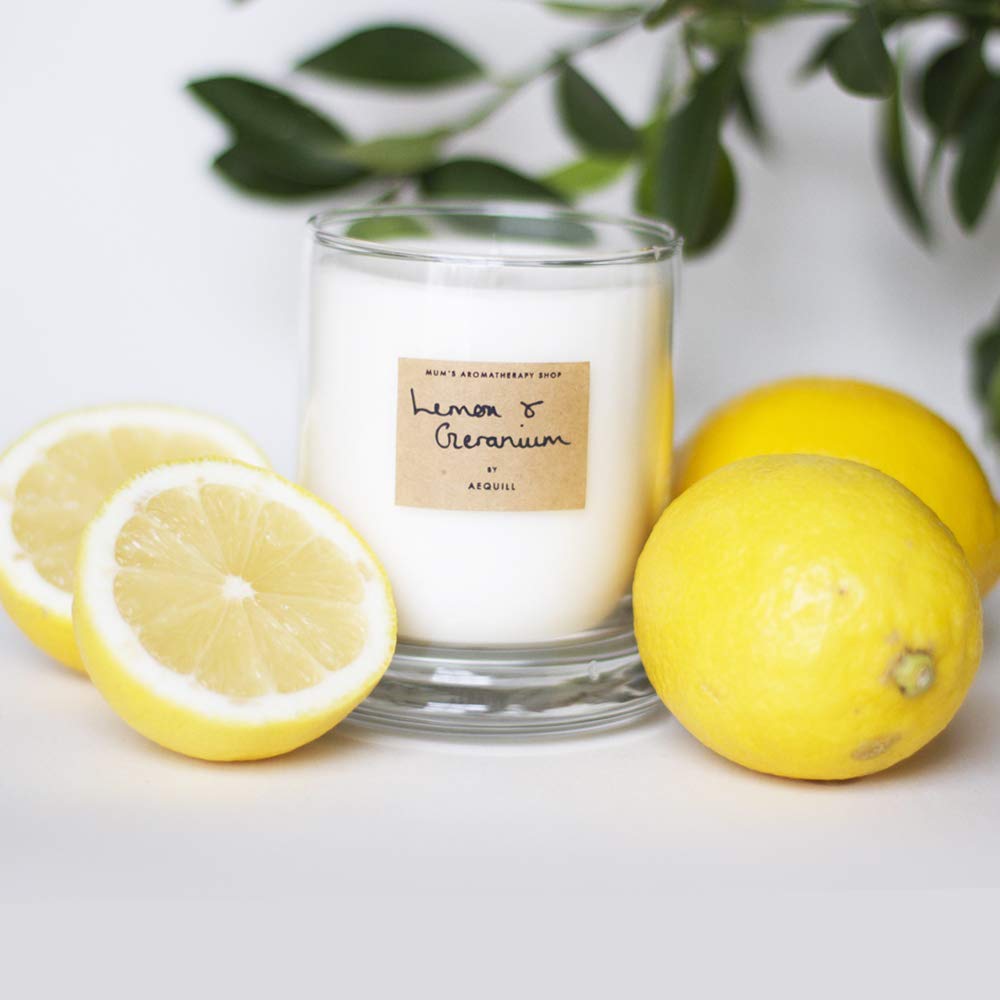 Lemon & Geranium Uplifting Scented Candle Home Fragrance Pure Essential