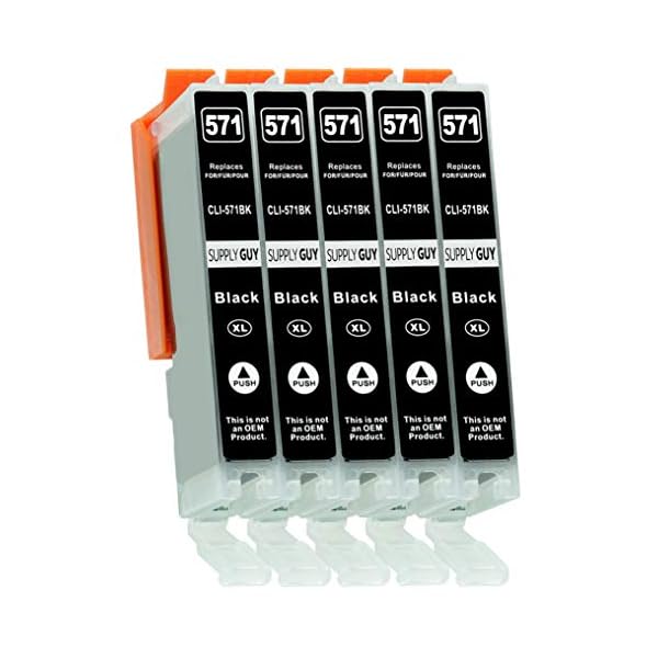 Supply Guy 5 XL Druckerpatronen mit Chip kompatibel mit Canon CLI-571 Schwarz schmal für Pixma MG5700 MG5750 MG5751 MG6800 MG6850 MG7750 TS5000 TS5050 TS5055 TS6050 TS8050 TS9050 TS9055 und weitere