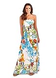 Martildo Fashion, Ladies Bandeau Strapless Tropical Floral Maxi Dress