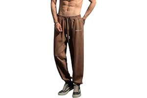 HHZ Men's Cotton Joggers Sweatpants Loose Baggy Gym Workout Yoga Lounge Pants with Elastic Bottom Straight Leg