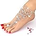 San Tokra 2 Pieces Rhinestone Foot Jewelry Barefoot Sandals Bridemaids Beach Wedding Jewelry Toe Ring Anklet