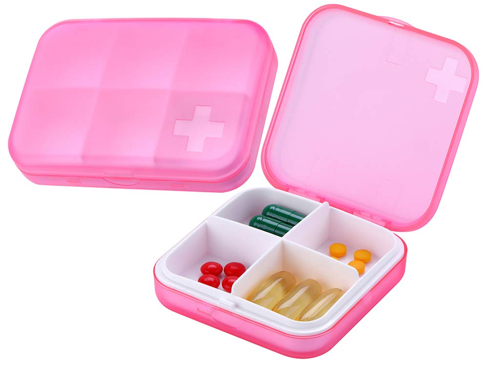 Photo 1 of ZDQZC Portable Pill Organizer - Slim Pill Box for Purse or Travel, Compact Pill Case(4+6 Compartment,Pink)