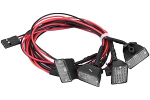 AYNEFY RC Car Lamp, 2 Option RC Crawler Roof Lights Lamp Kit LEDs Light Set Bar Lamp Accessory for Axial SCX10 TRAXXAS for TRX-4 Car(2 Red LED+2 White LED)