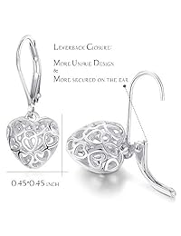 Sllaiss - Pendientes de plata de ley 925 con forma de corazón hueco, para mujeres y niñas