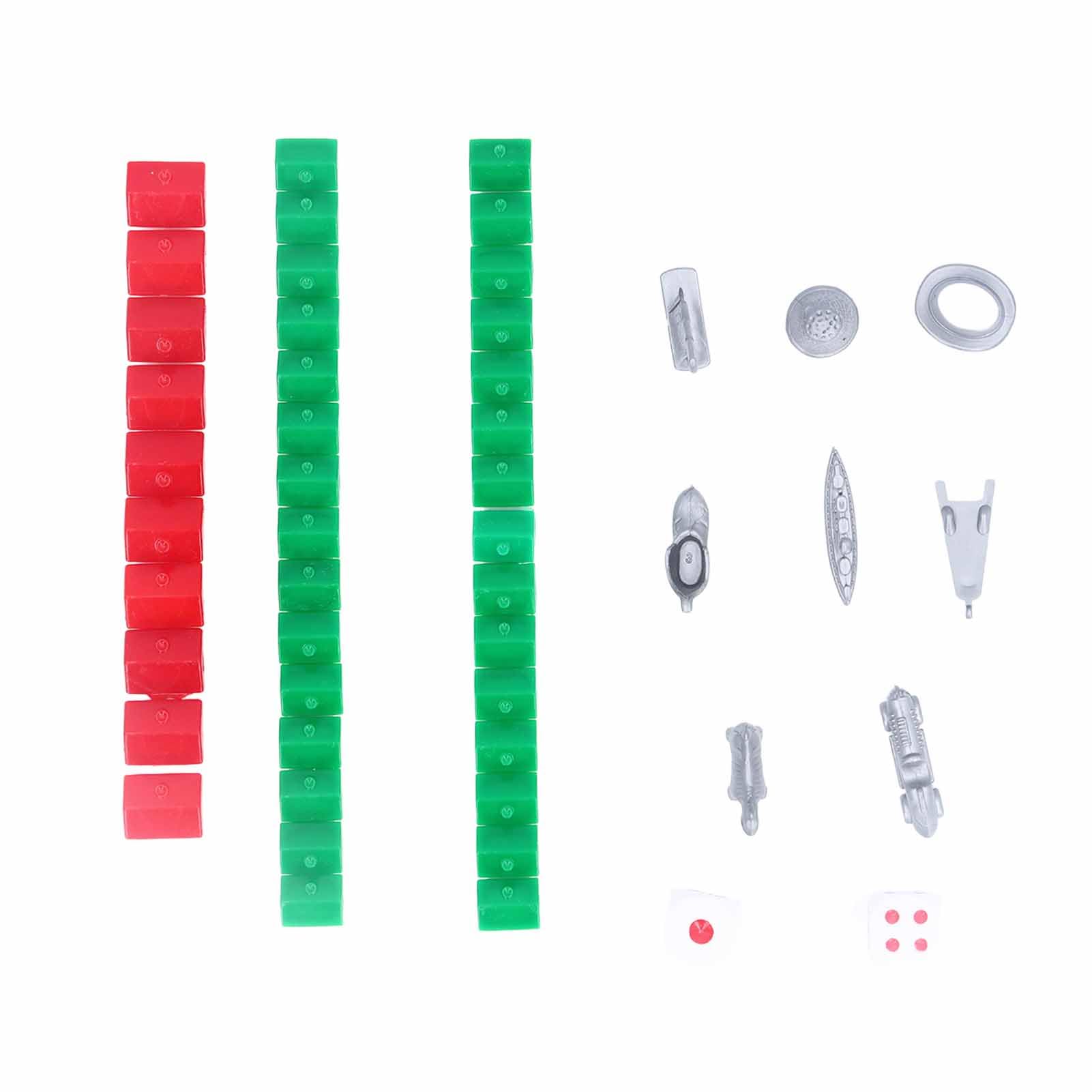 Hotel Game Replacement Pieces Set - 40 Plastic Houses & Accessories with 2 Dice, Durable & Portable Board Game Supplements for Monopoly & Strategy Games