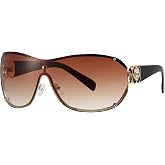 Breaksun Fashion Oversized Y2K Sunglasses for Women Men Luxury Wrap Around Shield Sun Glasses Trendy Rimless Shades
