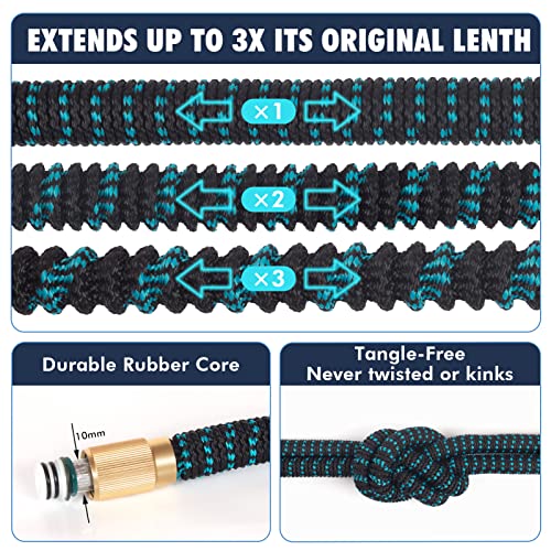 Expandable Garden Hose 100ft - Expanding Water Hose with 10 Function Nozzle, 4 Layer Latex and 3/4'' Solid Brass Fitting, Easy Storage Garden Water Hose