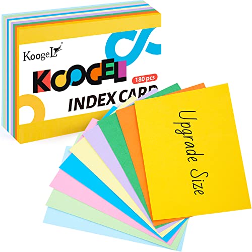 Koogel Flash Cards, A6 Revision Cards 9 Colours Index Cards 150 x 100mm（6x4