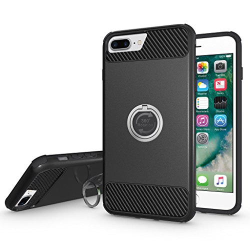 iPhone 7 Plus Case (5.5"), iPhone 6/6s Plus Case, INCART [Ring Armor Case] Tough Dual Layer 2 in 1 Rugged Rubber Hybrid Hard/Soft Shockproof Anti-slip Ring Stand Case Cover for iPhone 7 Plus (Black)