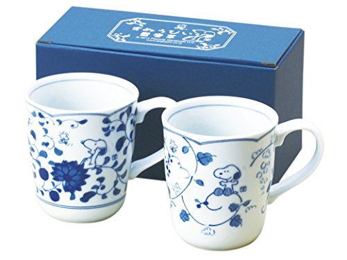 Snoopy Peanuts Blue and White Kanesho Pottery Pair Mug 630740(Japan import)