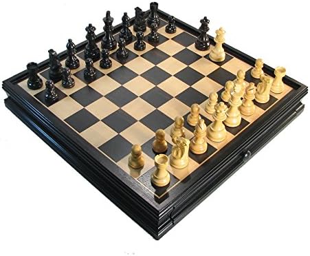3" Ebonized French Staunton Chess Set w/ 15" Macassar Storage Board