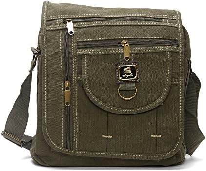 Canvas Vintage Rucksuck Backpack w/ Cross Body Strap - Olive