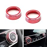 iJDMTOY 2pcs Red Anodized Aluminum AC Climate Control Ring Knob Covers Compatible With 2016-up 10th Gen Honda Civic