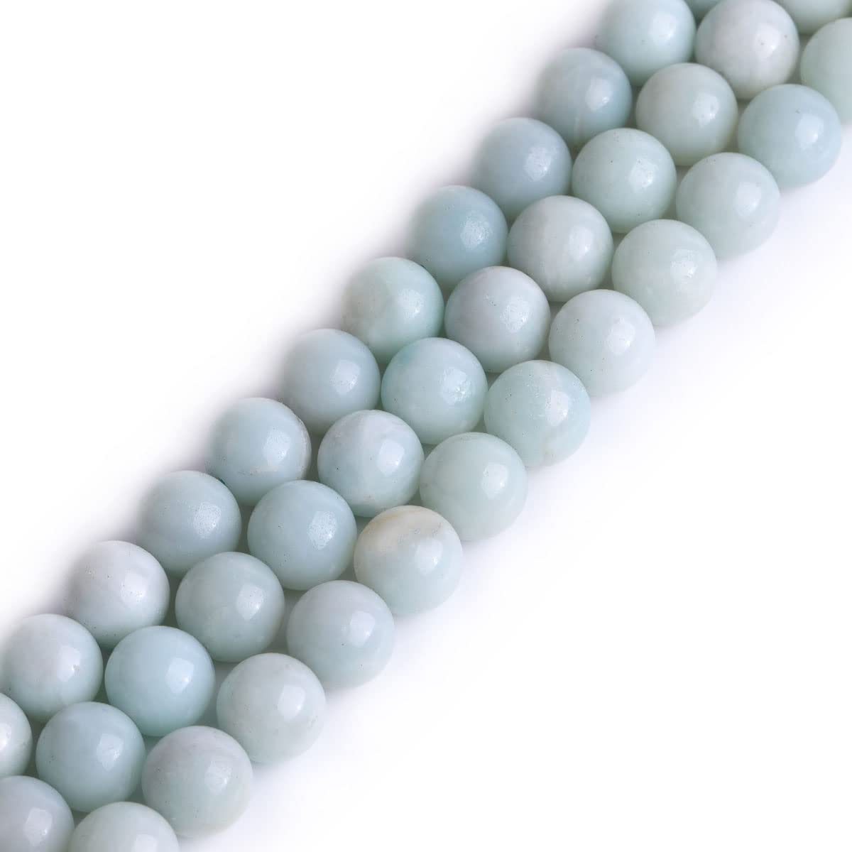 GEM-Inside Natural 10mm Amazonite Round Gemstone Semi Precious Loose Beads for Jewellery Making 15''