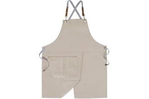 Crossback Bib Apron for Men&Women,Split Stylish Apron with Adjustable Straps and Two Pockets