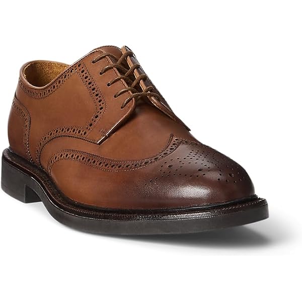 Amazon.com | POLO RALPH LAUREN Asher Wing Tip Black Calf Leather 8
