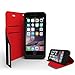 Elivebuy 3400mAh Leather Wallet Power Battery Charging Case for iPhone 6 - Retail Packaging - Black & Red